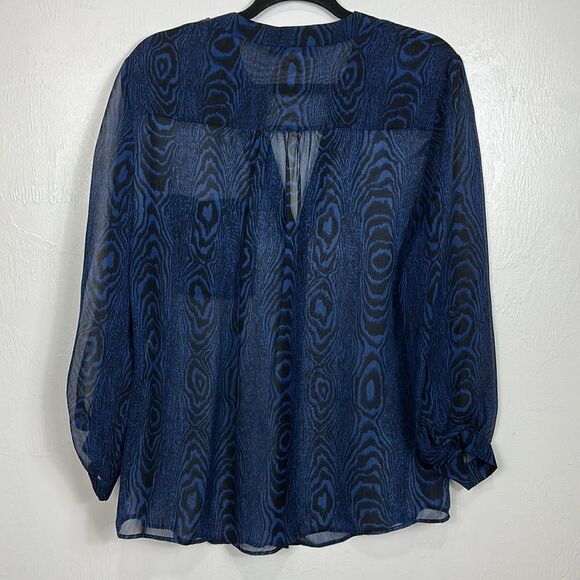 Diane Von Furstenberg Gilmore Sheer Blouse Top Grain Shadow Size 12 - Picture 5 of 8